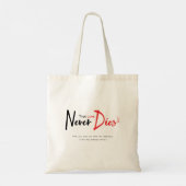 Ware liefde sterft nooit tote bag (Achterkant)