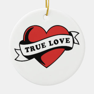 Ware Liefde Tattoo Hart   Klassiek Romance ontwerp Keramisch Ornament