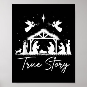 Ware Verhaal Kerstmiskerststal Jezus Christelijke Poster