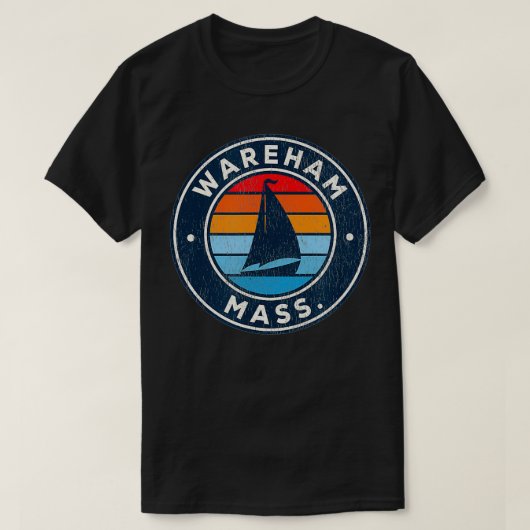 Wareham Massachusetts MA Sailboat Retro 70 T-shirt (Design voorkant)