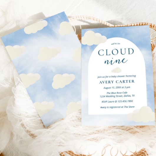 Waren op Cloud 9 Modern Typography Baby shower Kaart