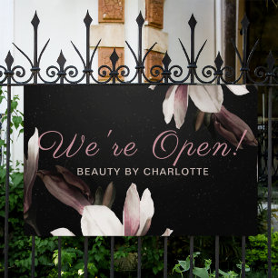 Waren Open Bedrijfs Schoonheidssalon Bloem Typogra Spandoek