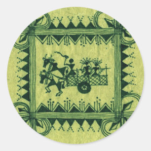 Warli BullockCart Ronde Sticker