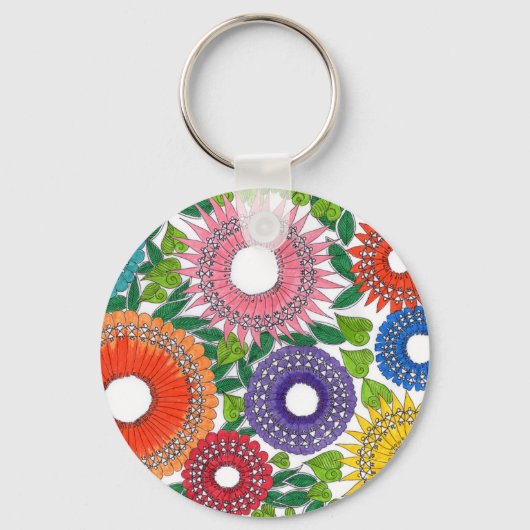 warli flowers sleutelhanger (Voorkant)