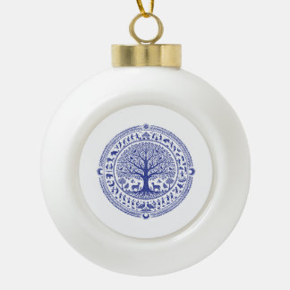Warli-kunst Indiase Stamillustratie | Minimalistis Keramische Bal Ornament