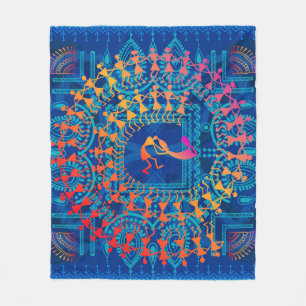 Warli schilderij - traditioneel getekend met de ha fleece deken