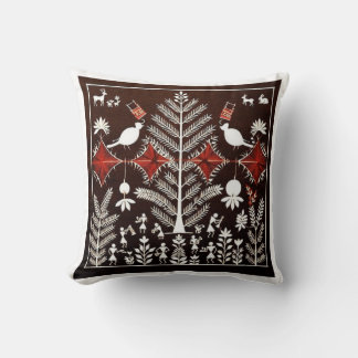 Warli-stamkunst Boom des Levens -poster voor thuis Kussen