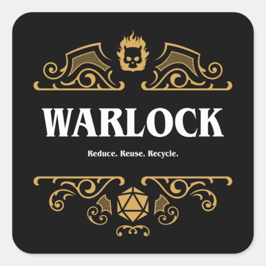 Warlock Class Tabletop RPG Gaming Vierkante Sticker (Voorkant)