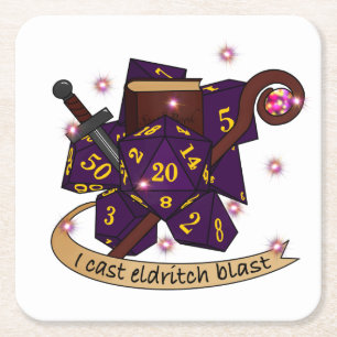 Warlock Dice Design Vierkante Kartonnen Onderzetter