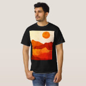 Warm Abstract Boho Woestijn Bergen Landschap  T-shirt (Voorkant volledig)
