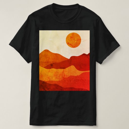 Warm Abstract Boho Woestijn Bergen Landschap  T-shirt (Design voorkant)