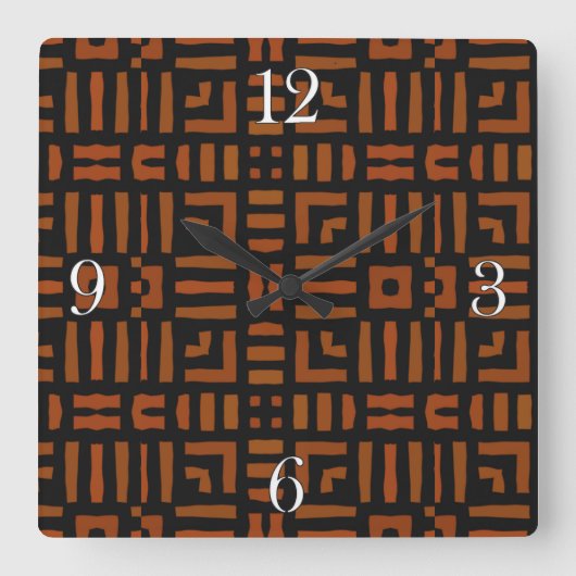 Warm African Tribal Artwork Vierkante Klok (Voorkant)