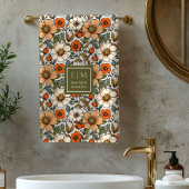 Warm Autumn Flowers Terracotta Rust Bath Towels