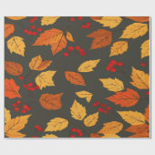 Warm Autumn Leaves Pattern on Dark Grey Background Cadeaupapier (Vlak)