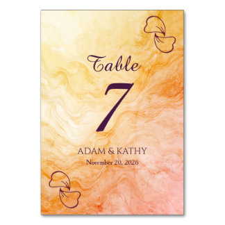 Warm Autumn Marble Table Number Kaart