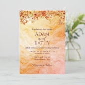 Warm Autumn Marble Wedding Invitation (Debout devant)