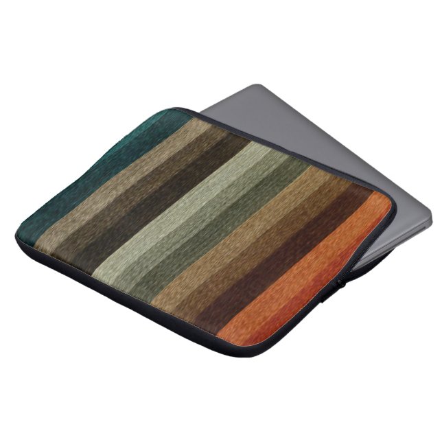  Warm Autumn Striped Pattern, Earth Tones Laptop Sleeve (Voorkant top)