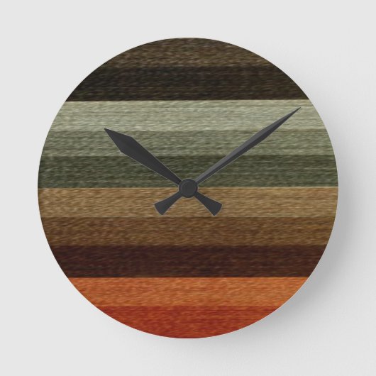 Warm Autumn Striped Pattern, Earth Tones Ronde Klok (Voorkant)