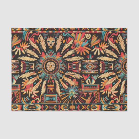 Warm Beige "Aztec Dream" Decoratief Weefselpapier Tissuepapier (Voorkant)