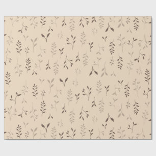 Warm Beige Bruine Boho Bladpatroon Cadeaupapier