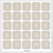 Warm Beige Customizable Square Number Stickers  (Feuille)