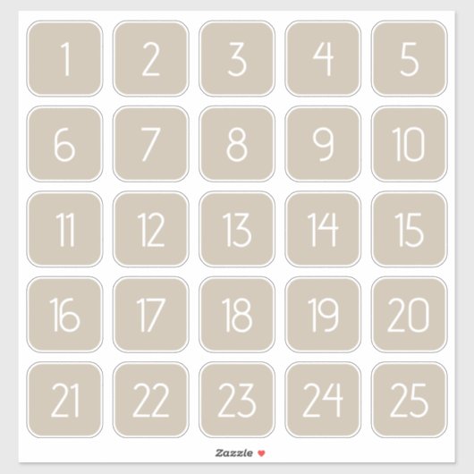 Warm Beige Customizable Square Number Stickers  (Vel)