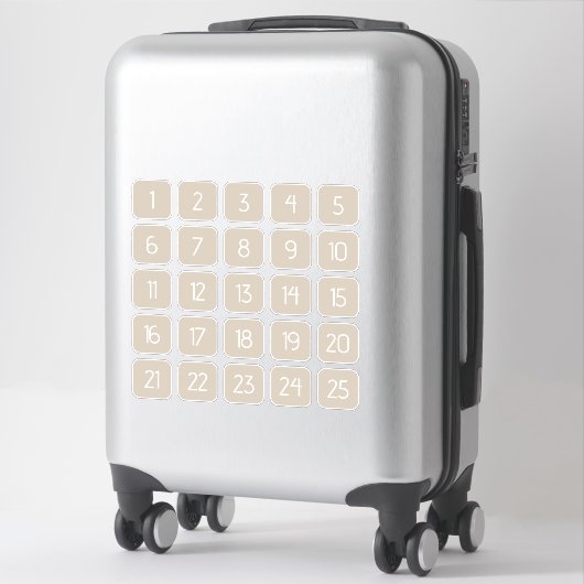 Warm Beige Customizable Square Number Stickers  (Sur valise)