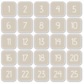 Warm Beige Customizable Square Number Stickers  (Voorkant)