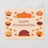 Warm beige en bruin Thanksgiving feest Feestdagenkaart (Voorkant)