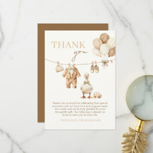 Warm Beige Gans Babyshower Bedankt