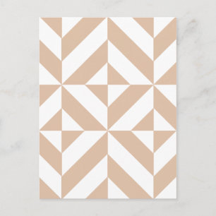 Warm Beige Geometric Deco Cube Patroon Briefkaart