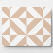 Warm Beige Geometric Deco Cube Patroon Fotoplaat (Voorkant)
