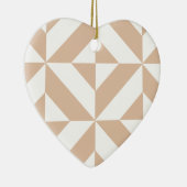 Warm Beige Geometric Deco Cube Patroon Keramisch Ornament (Rechts)