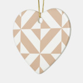Warm Beige Geometric Deco Cube Patroon Keramisch Ornament (Links)