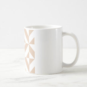 Warm Beige Geometric Deco Cube Patroon Koffiemok