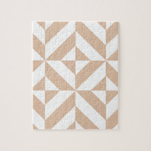 Warm Beige Geometric Deco Cube Patroon Legpuzzel