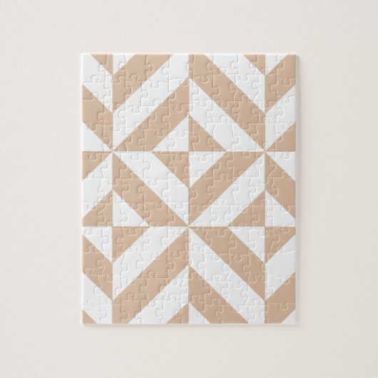 Warm Beige Geometric Deco Cube Patroon Legpuzzel (Verticaal)