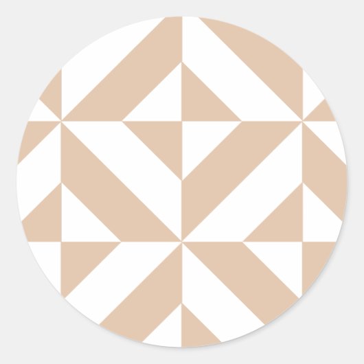 Warm Beige Geometric Deco Cube Patroon Ronde Sticker (Voorkant)
