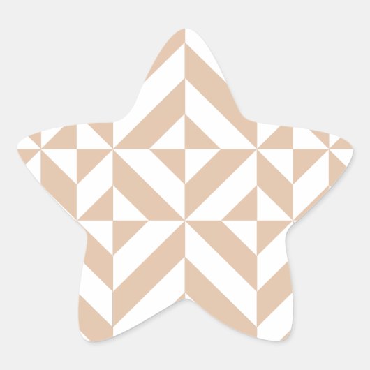 Warm Beige Geometric Deco Cube Patroon Ster Sticker (Voorkant)
