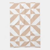 Warm Beige Geometric Deco Cube Patroon Theedoek (Verticaal)