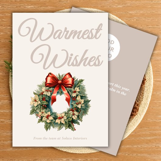 Warm Beige Script Kerstkaart