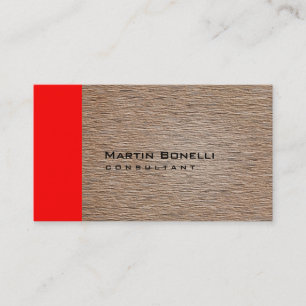 Warm Beige Wood Effect Red Stripe Visitekaartje