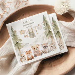 Warm Beige Woodland Avontuur Wacht Baby Borrel Servet