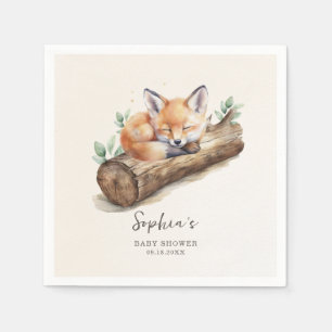Warm Beige Woodland Vos Baby Shower Papier Servet
