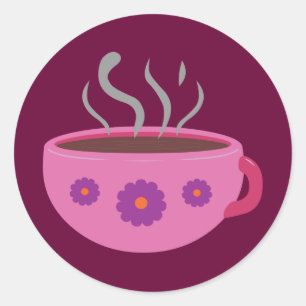 Warm bekertje koffie ronde sticker