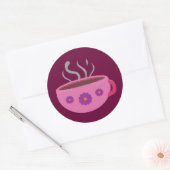 Warm bekertje koffie ronde sticker (Envelop)