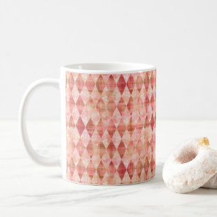 Warm Blush Harlekijn Diamantpatroon Koffiemok