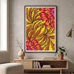 Warm Boho Organisch Abstract Maximalistisch Poster