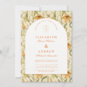 Warm Botanical Arch Wedding Kaart (Voorkant)