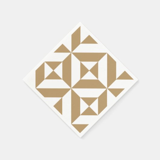 Warm Brown Geometric Deco Pattern Servetten (Hoek)